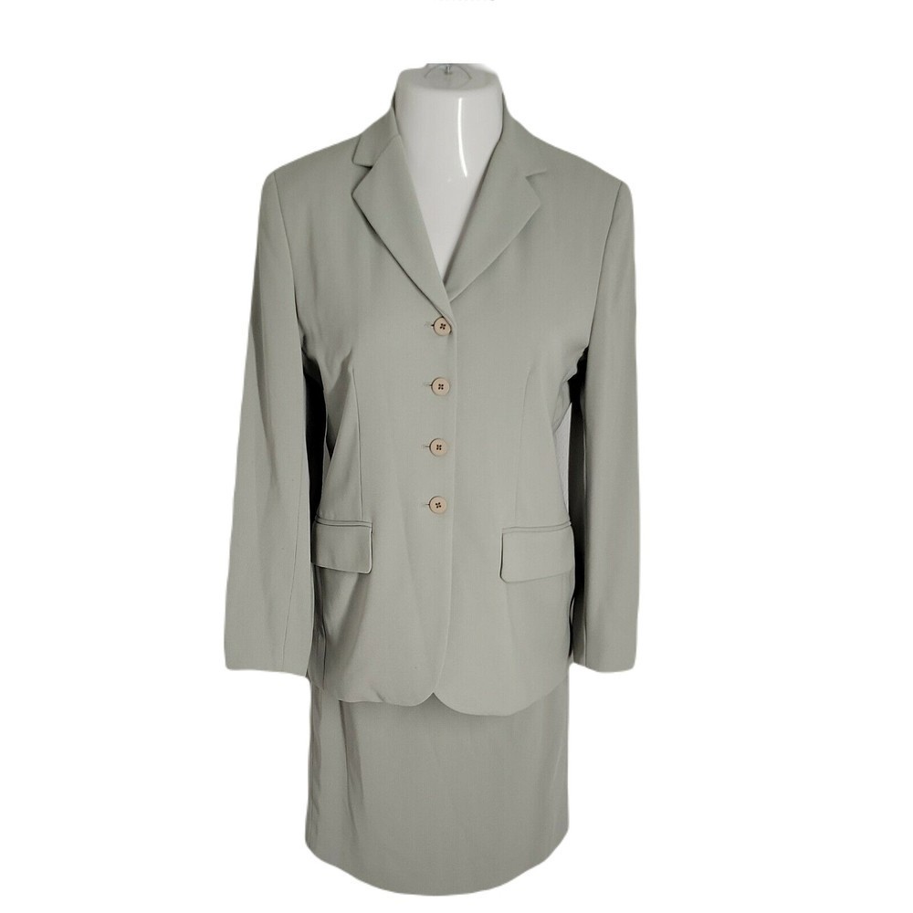 Iris Singer Collection Classy Blazer & Skirt 2 Piece Outfit Set ~ Sz 6 ~ Green